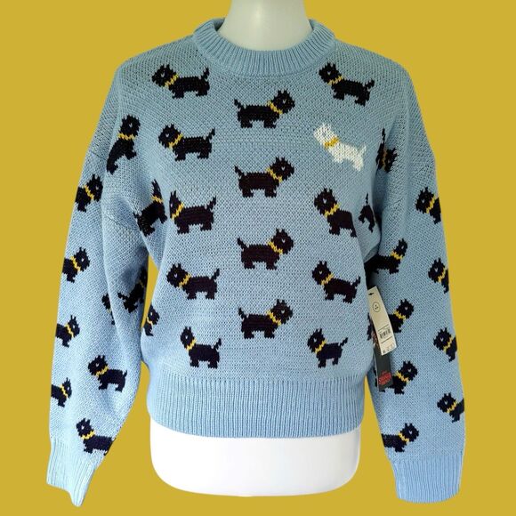 No Boundaries Sweaters - NEW Womens Blue No Boundaries Scottie Dog Stranger Things Sweater Size M (8-10)